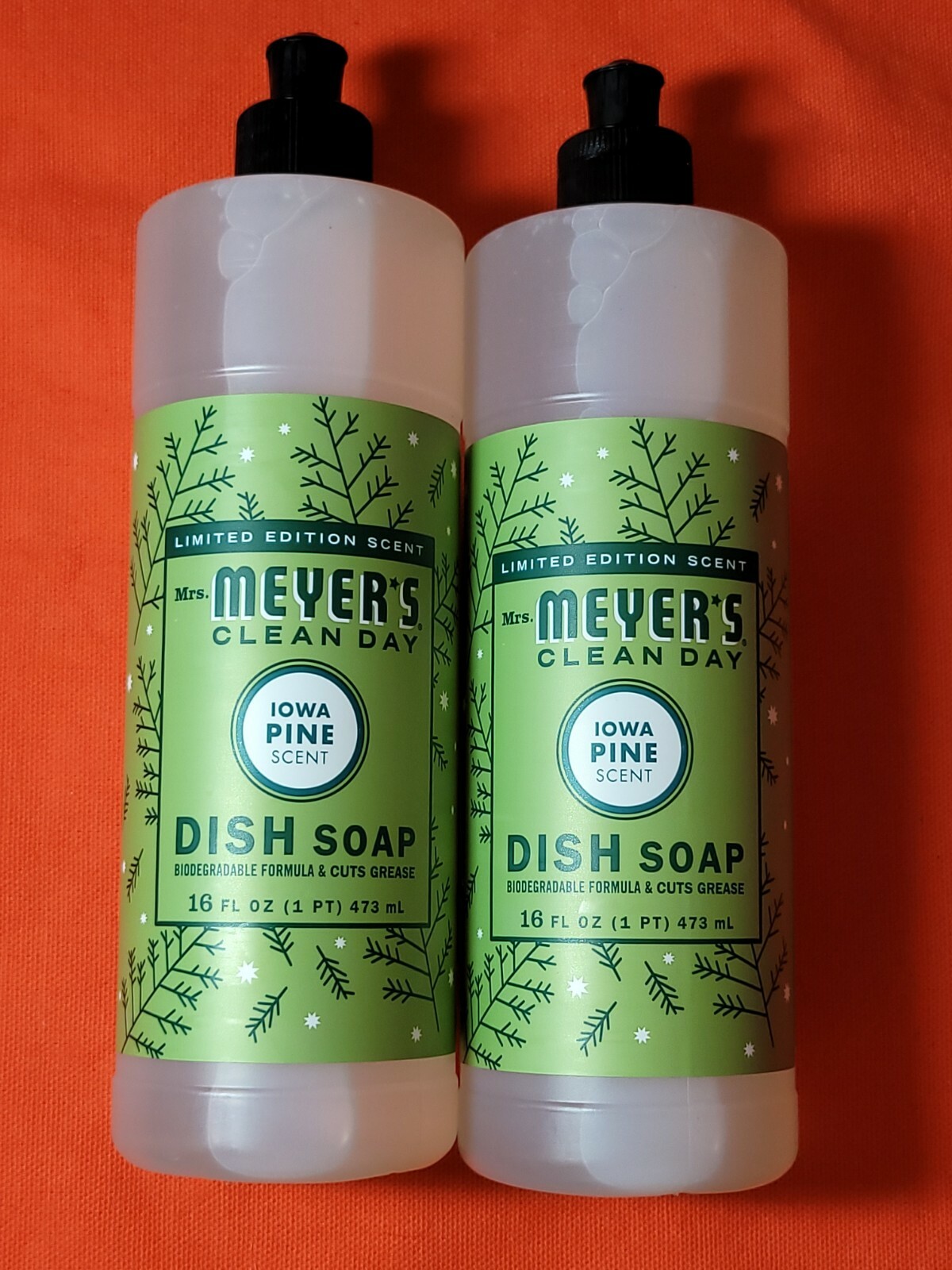 Mrs. Meyer’s Clean Day Iowa Pine Dish Soap Limited Seasonal Lot of 2. 16 oz bot