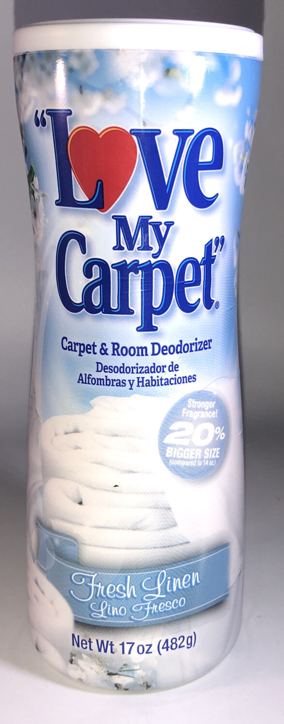 LOVE MY CARPET Rug Carpet Deodorizer FRESH LINEN Pet Odor 17 oz-NEW-SHIPS N 24 H