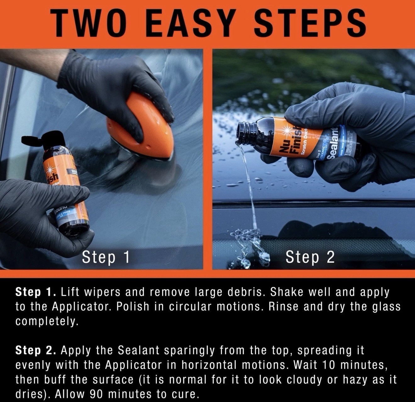Nu Finish Glass Restore & Repel Kit for Car Windshield, Polishing & Sealant NEW*