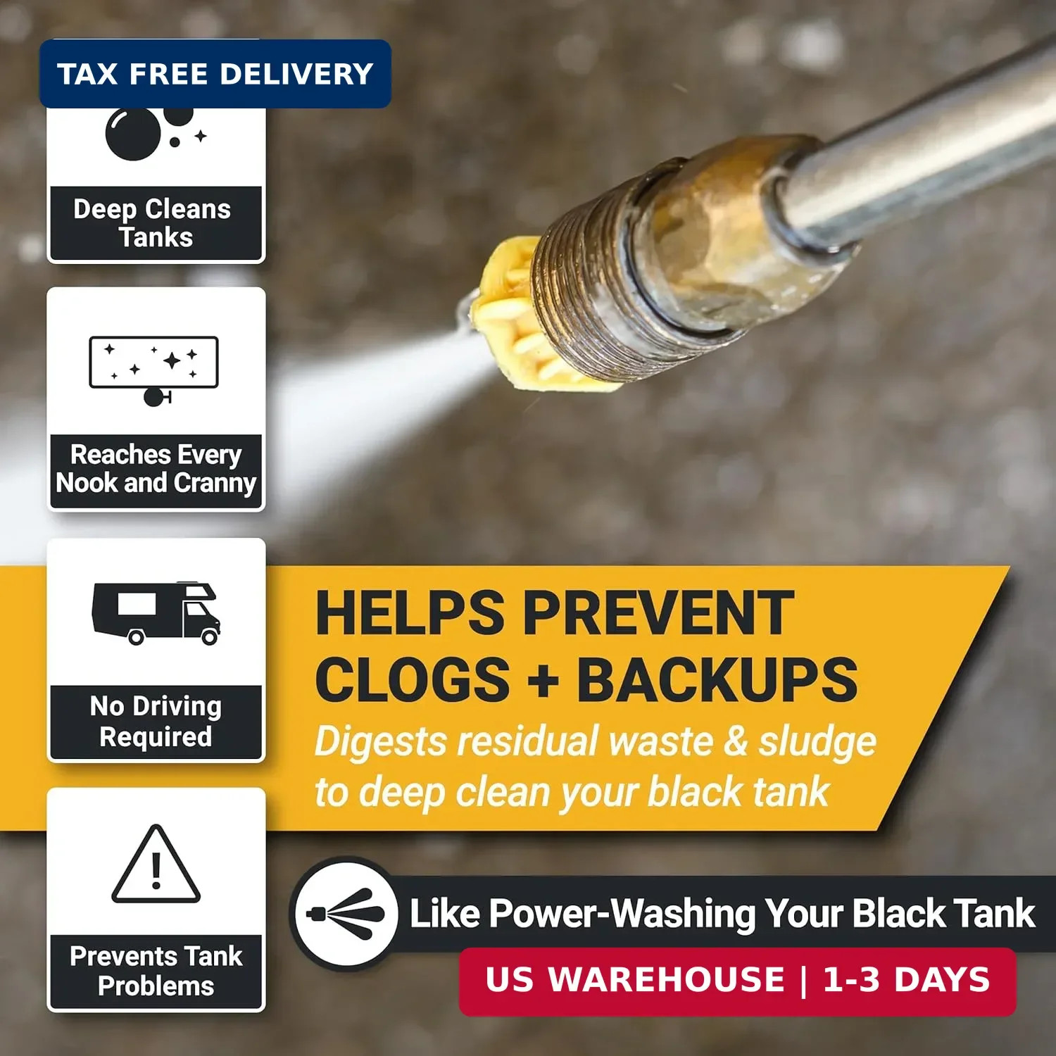 Unique Clean-It RV Black Tank Cleaner Liquid – Deep Cleaner for RV Holding Tanks