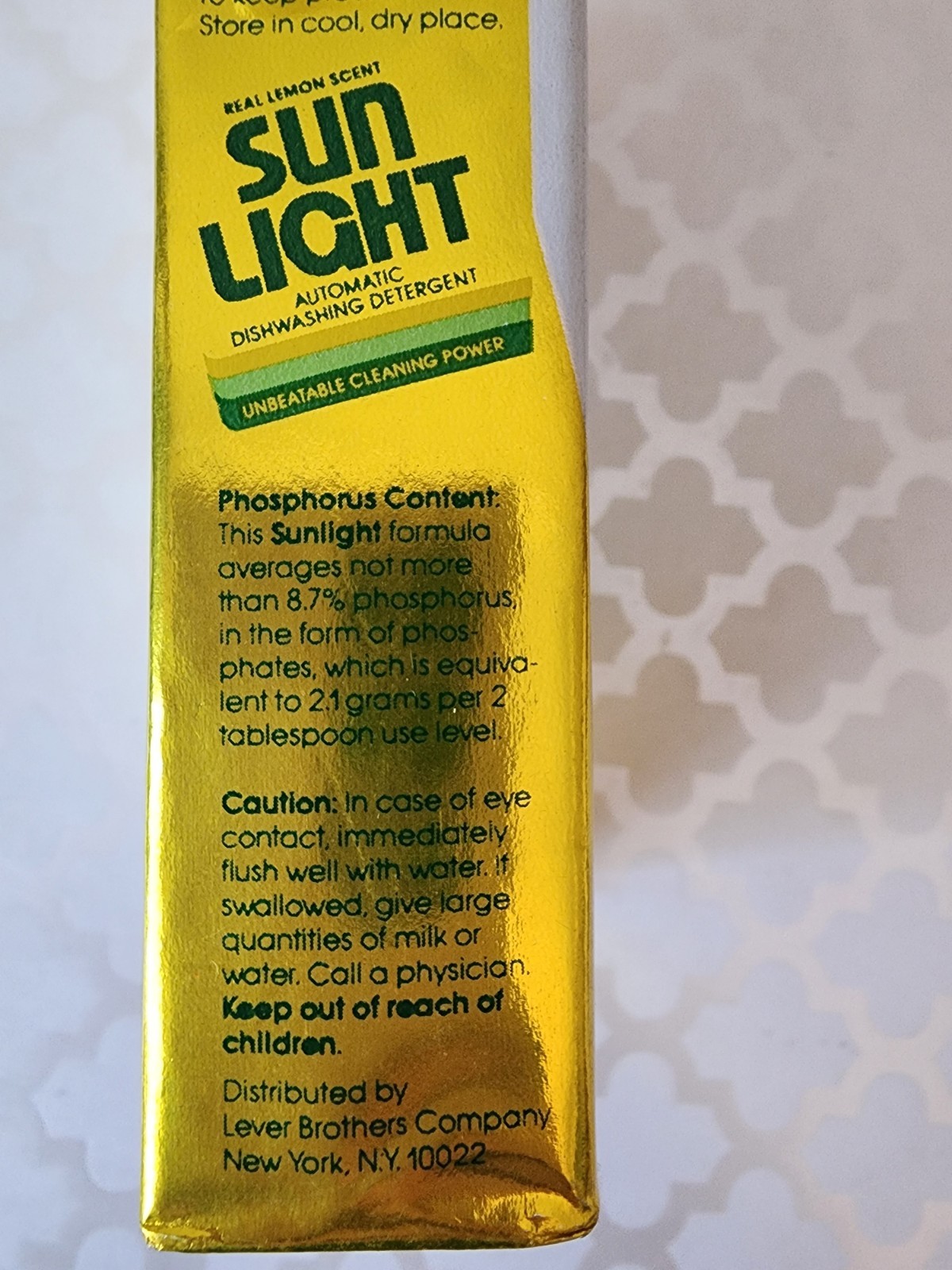 Vtg New Sun Light Dishwasher Detergent Soap 5.8oz Full Lemon Scent Prop