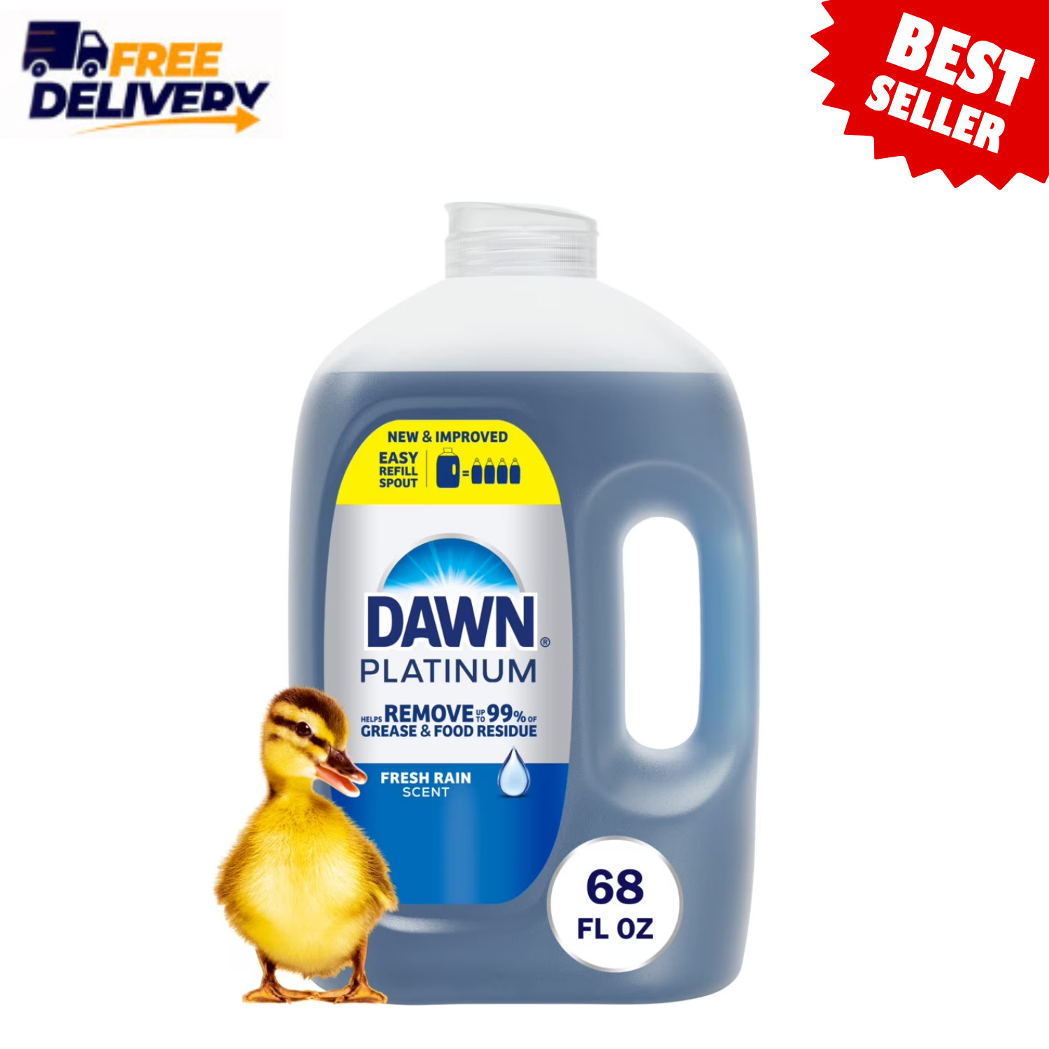 Dawn Platinum Dish Soap Refill Jug Fresh Rain 68 Fl oz Dishwashing Liquid