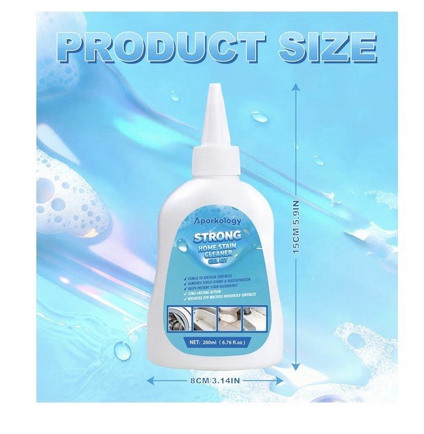 Aporkology Strong Stain Remover Gel 200ml Multi-Surface Kit w/ Brush & Gloves