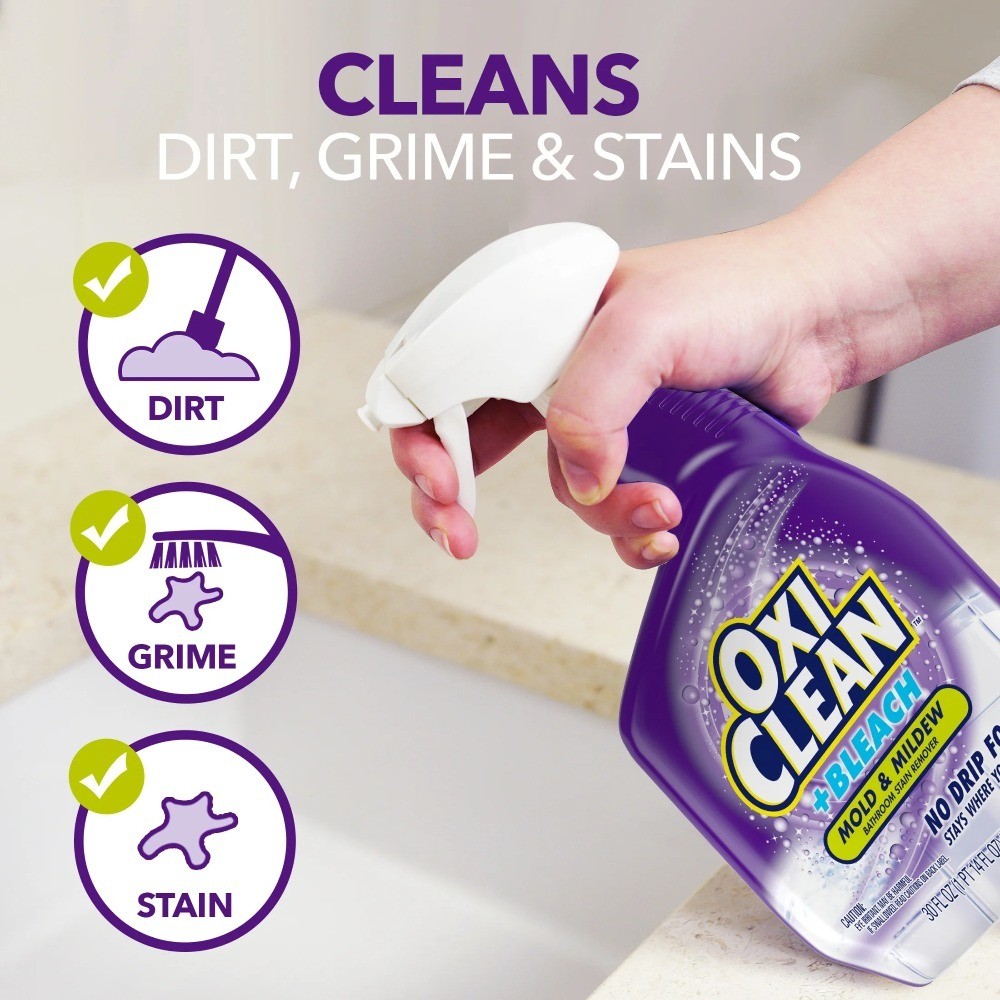 Plus Bleach No Drip Foam and Mildew Stain Remover for Bathroom 30 oz