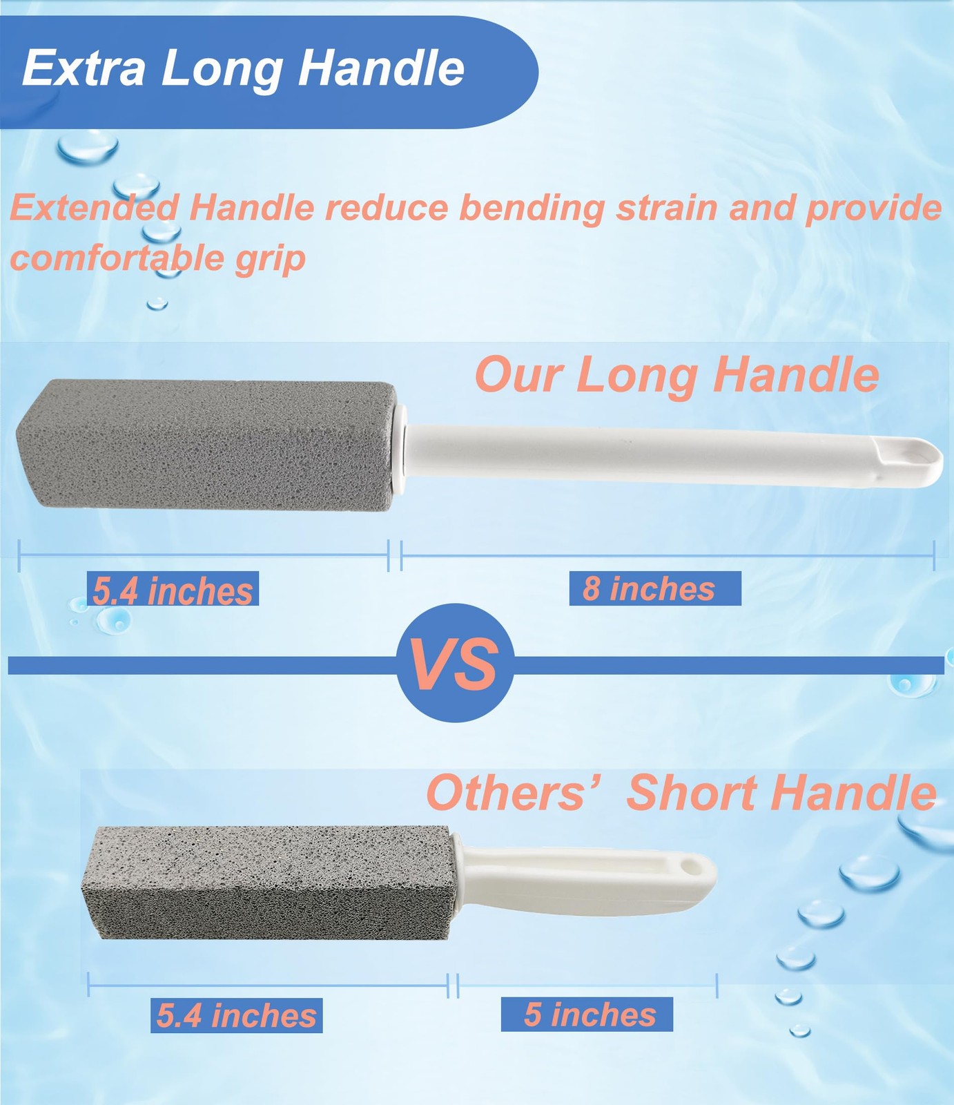 Pumice Stone Toilet Bowl Cleaner with Extra Long Handle – Effortlessly Remove