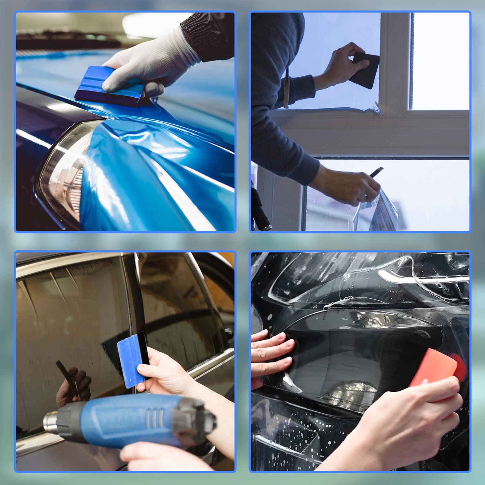 Bonsicoky 4 Inch Plastic Felt Edge Squeegee Tool Vinyl Squeegee for Window Ti…