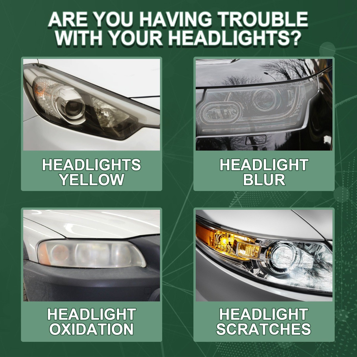 Headlight Restoration Kit for Yellowed Scratched Lens Polish Cleaner Car