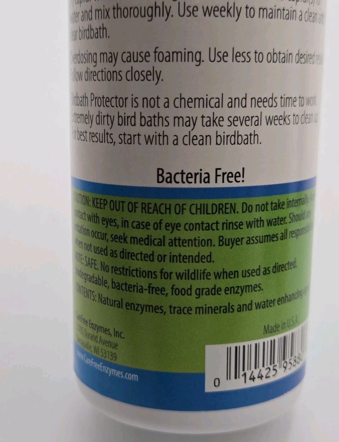 Bird Bath Protector 8 Fl. Oz. By Care Free Enzymes For Clean & Clear Water