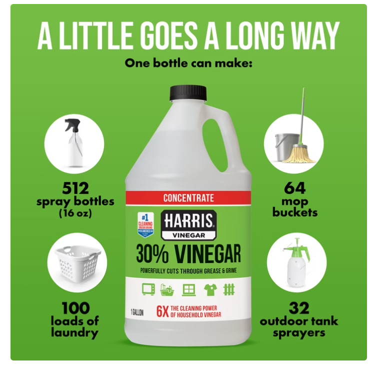 2 Pack- Harris 30% Vinegar Concentrate 1Gal Industrial Strength Cleaning Vinegar