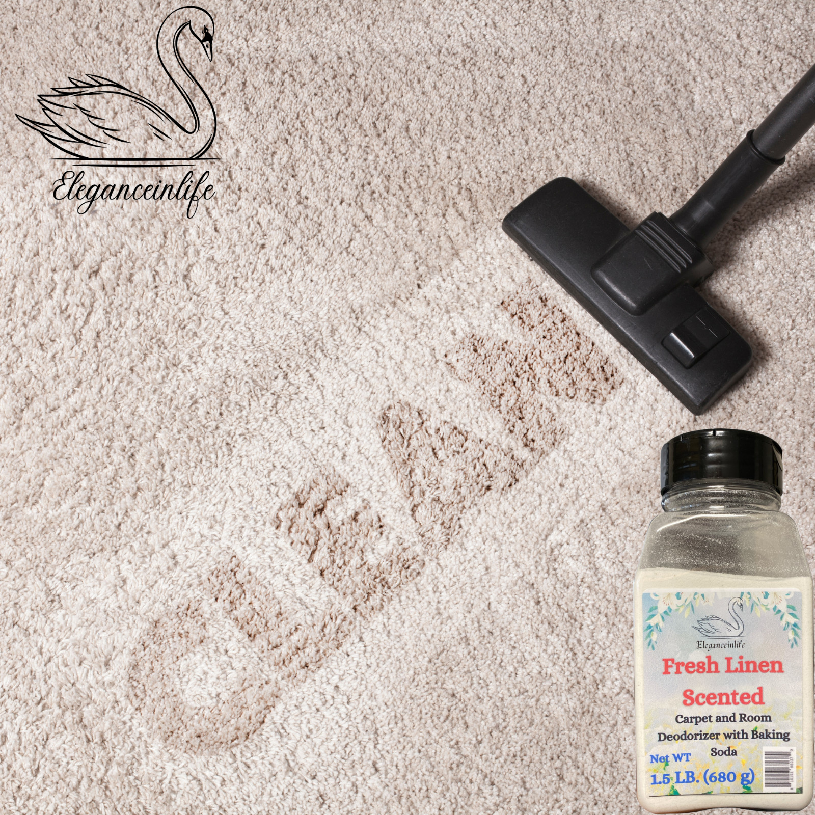 Eleganceinlife Fresh Linen-Scented Carpet and Room Deodorizer 1.5 LB Each 2pk