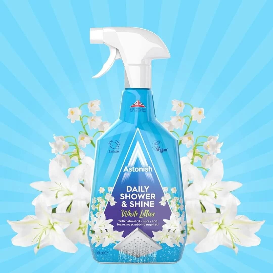 750ml Daily Shower Spray – Floral White Lilies Cleaner for Watermarks & Odors