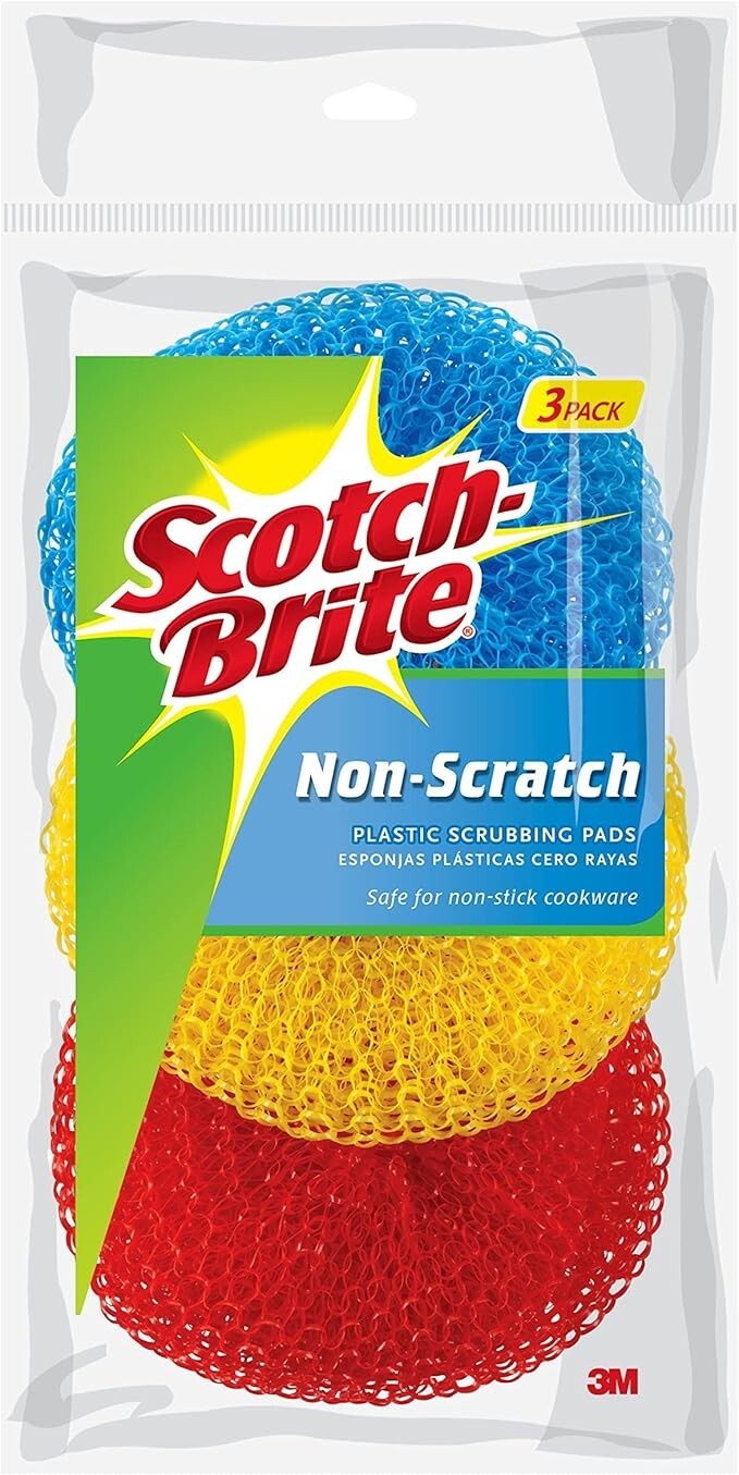 Scotch-Brite Non-Scratch Plastic 3 Scrubbing Pads Cleans Dishes Without Scratch