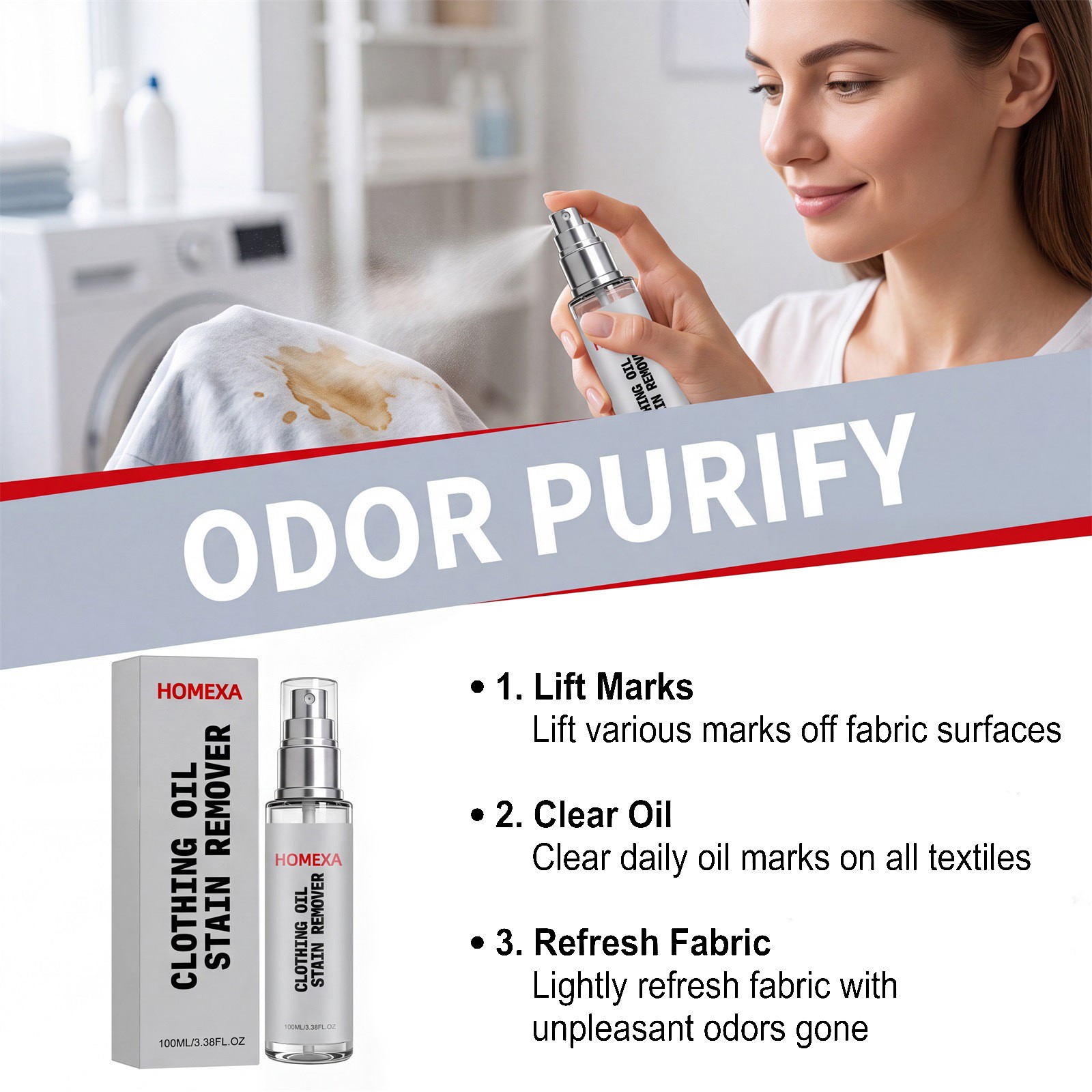 HOMEXA New Cross-Border Product Clothing Oil Stain Remover Spray – Gentle Cleani