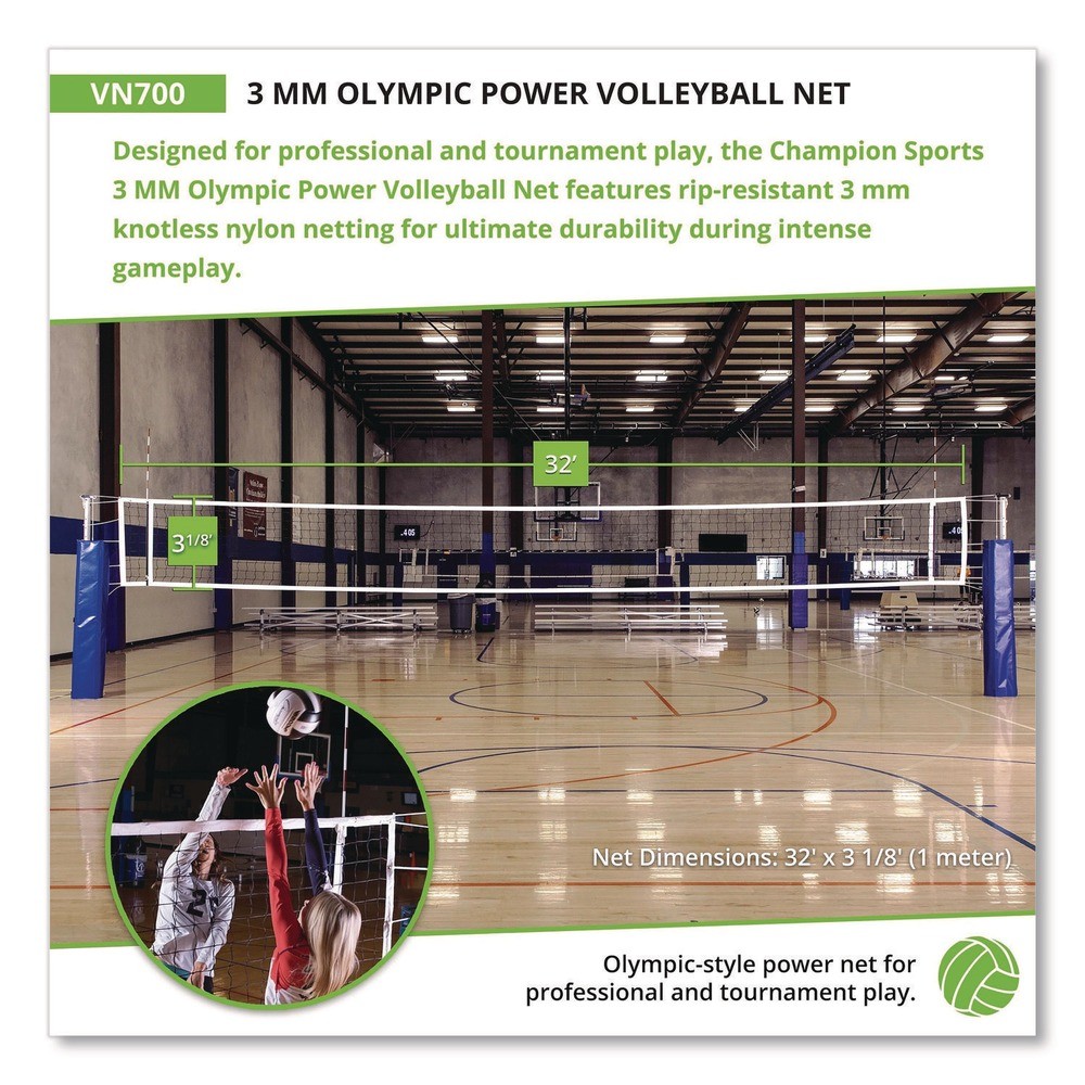 Champion Sports VN700 32 ft. x 3 ft. Olympic Power Volleyball Net New