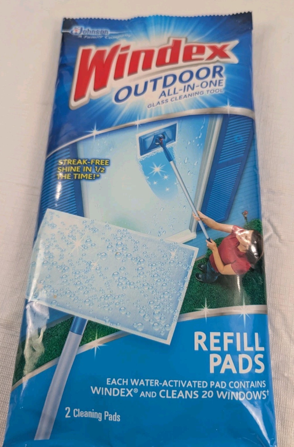 Windex Outdoor All In One Glass Window Cleaning Refill Pads 2 packs-4 Pads Total