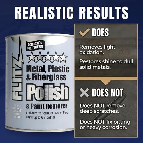 Flitz Metal Polish Paste – 2lb Can of USA-Made Polish for Solid Chrome