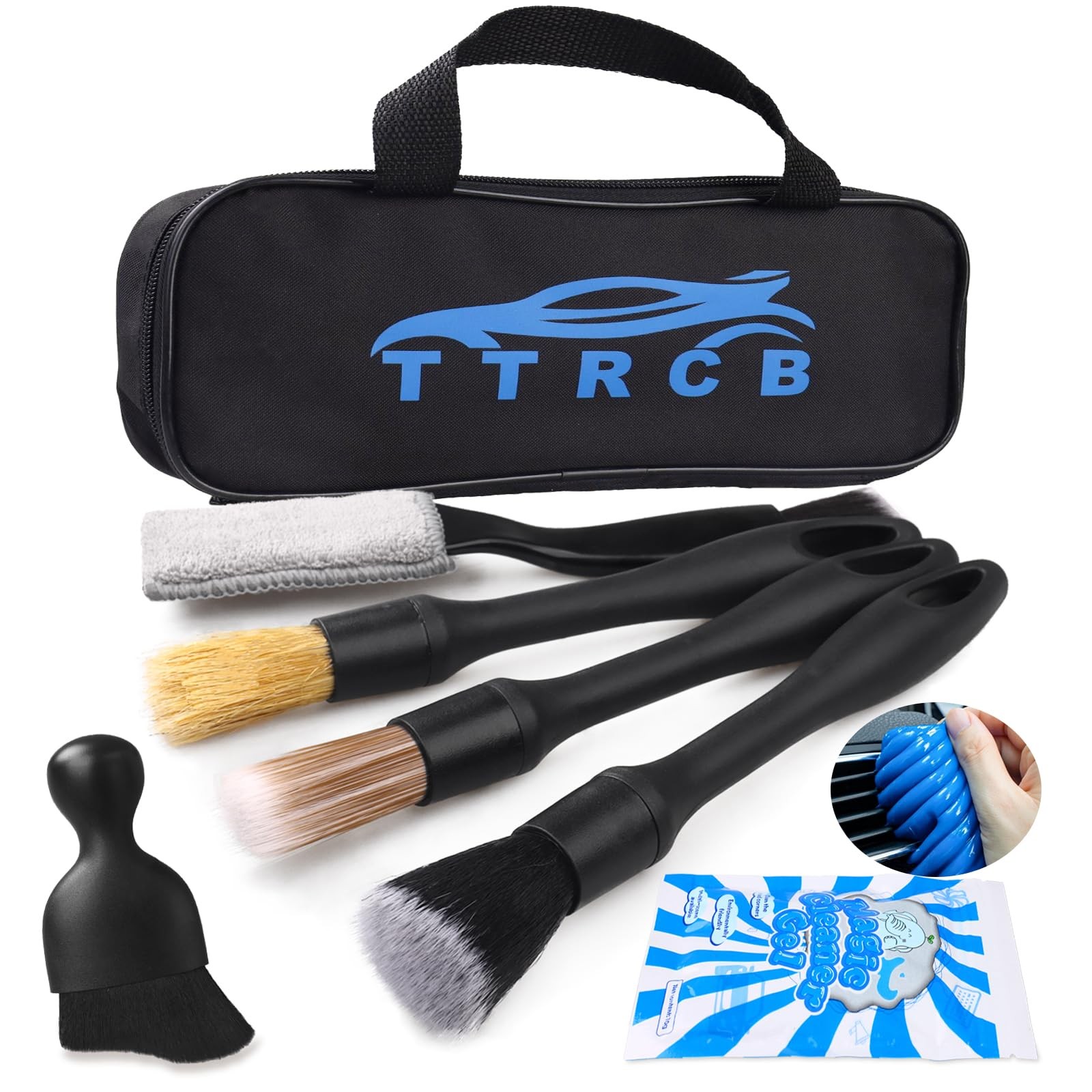 Car Detailing Brush Set 7PCS Ultra Soft Boars Hair Cleaning Kit SUV Truck