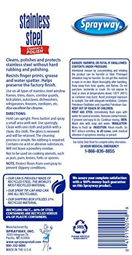Sprayway Stainless Steel Cleaner 15 Ounces Water Based Streak Free Formula