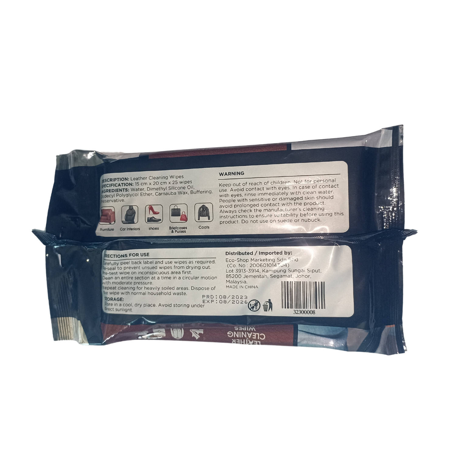 Gangso Leather Cleaning Wipes 3 in 1 Conditions 25pcs Fragrance Free