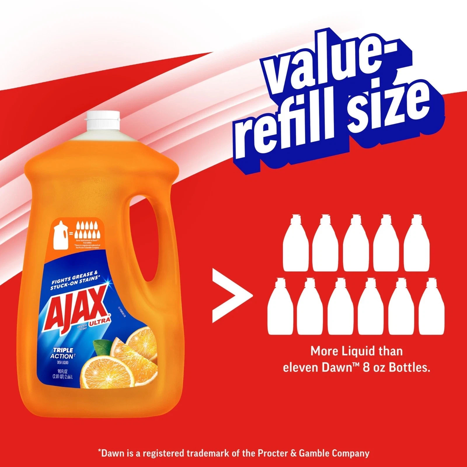 Ajax Dish Soap Pack of 2 – 90 fl oz Orange Scent, Triple Action Formula…