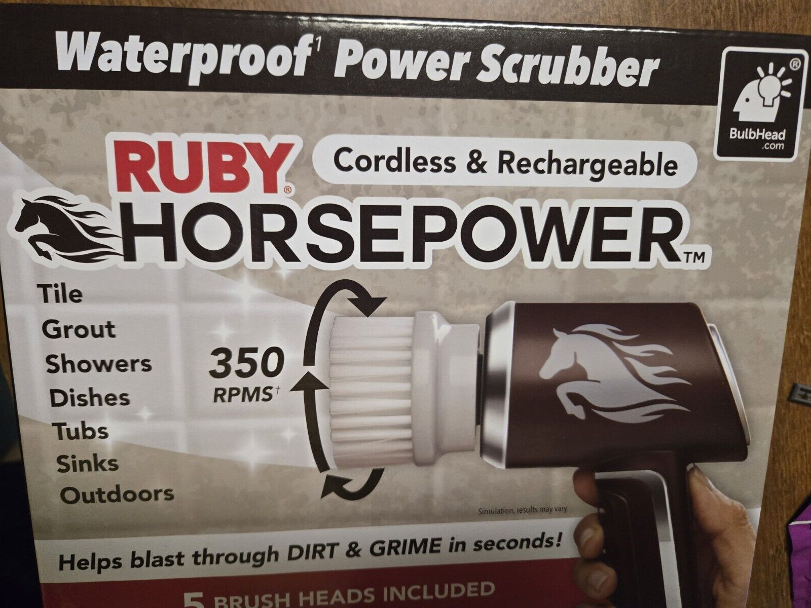 Ruby Horsepower Handheld Cordless Rechargeable Spinning Power Scrubber
