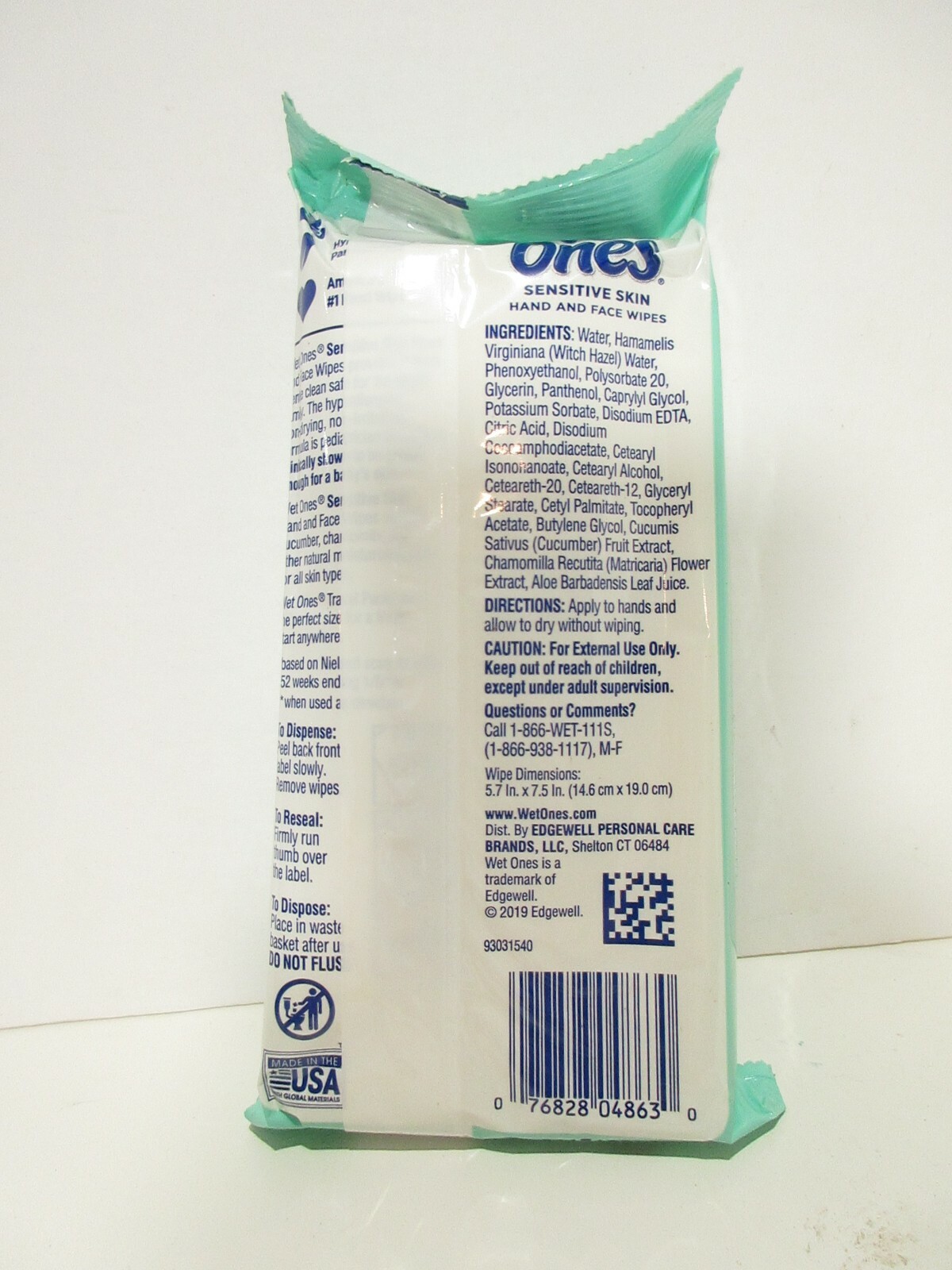 WET ONES Sensitive Skin Hand Wipes, Extra Gentle Unscented 20 ea (2 Pack)