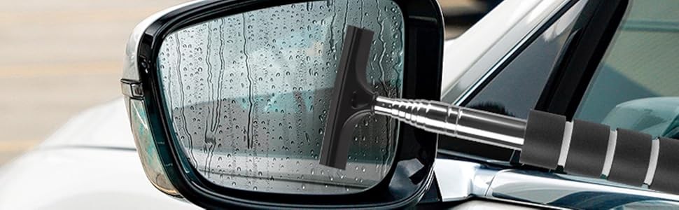 4 Pack All-Purpose Car Rearview Side Mirror Squeegee with Retractable Handle for