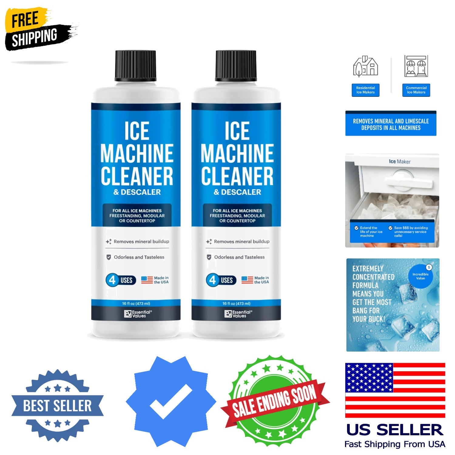 Ice Machine and Descaler, 2 Pack x 16 fl oz, Nickel Safe Descaler, Ice Maker …