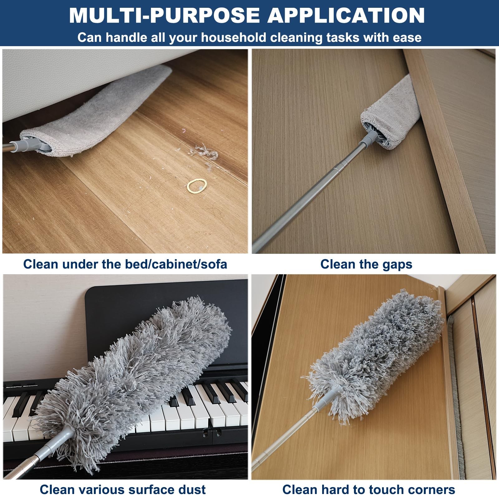 100 Inch Retractable Gap Dust Cleaner Cleaning Tools & Microfiber Feather Duster