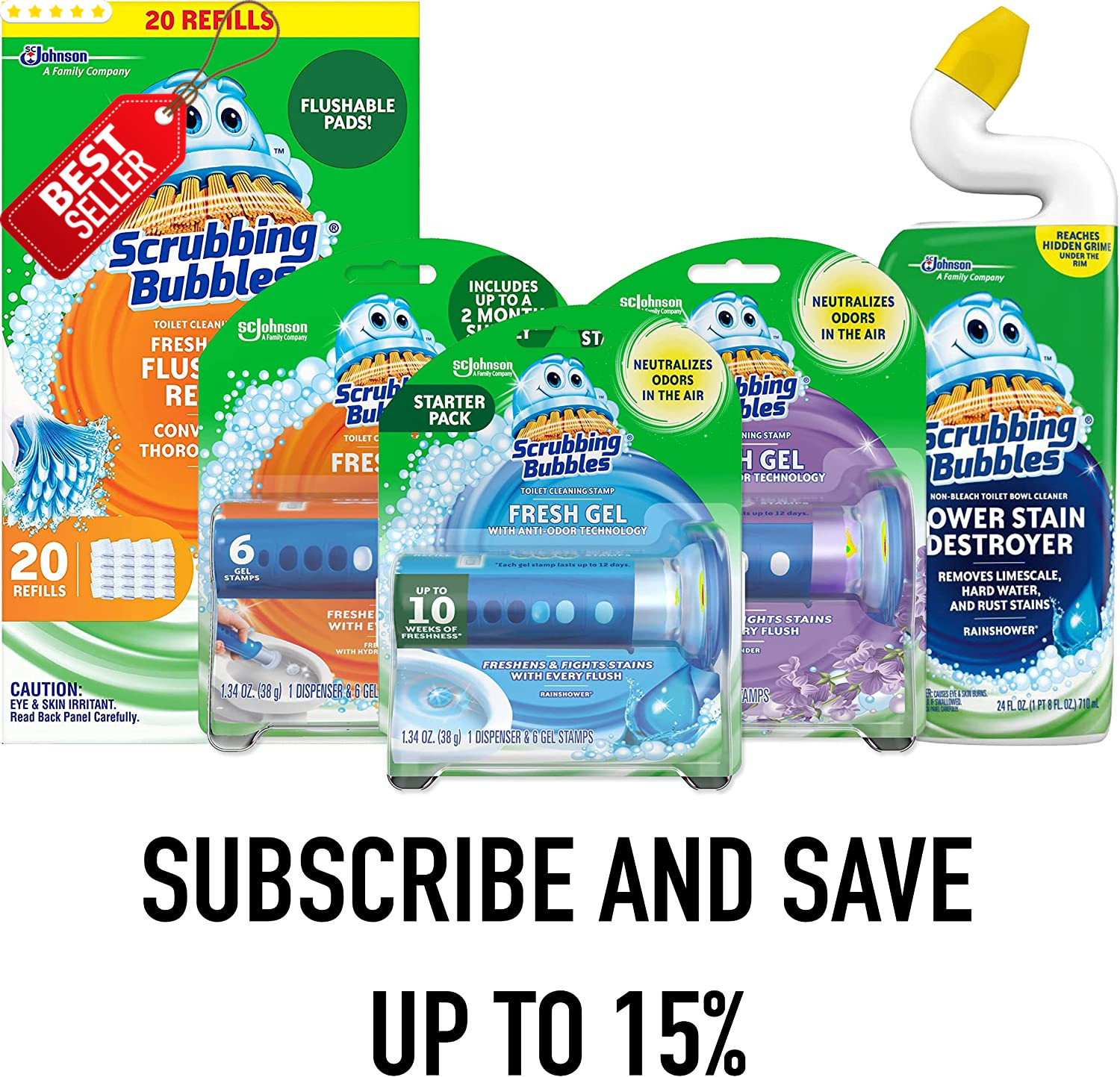 Fresh Gel Toilet Cleaning Stamps Rainshower Scent 6 Count with Dispenser – US
