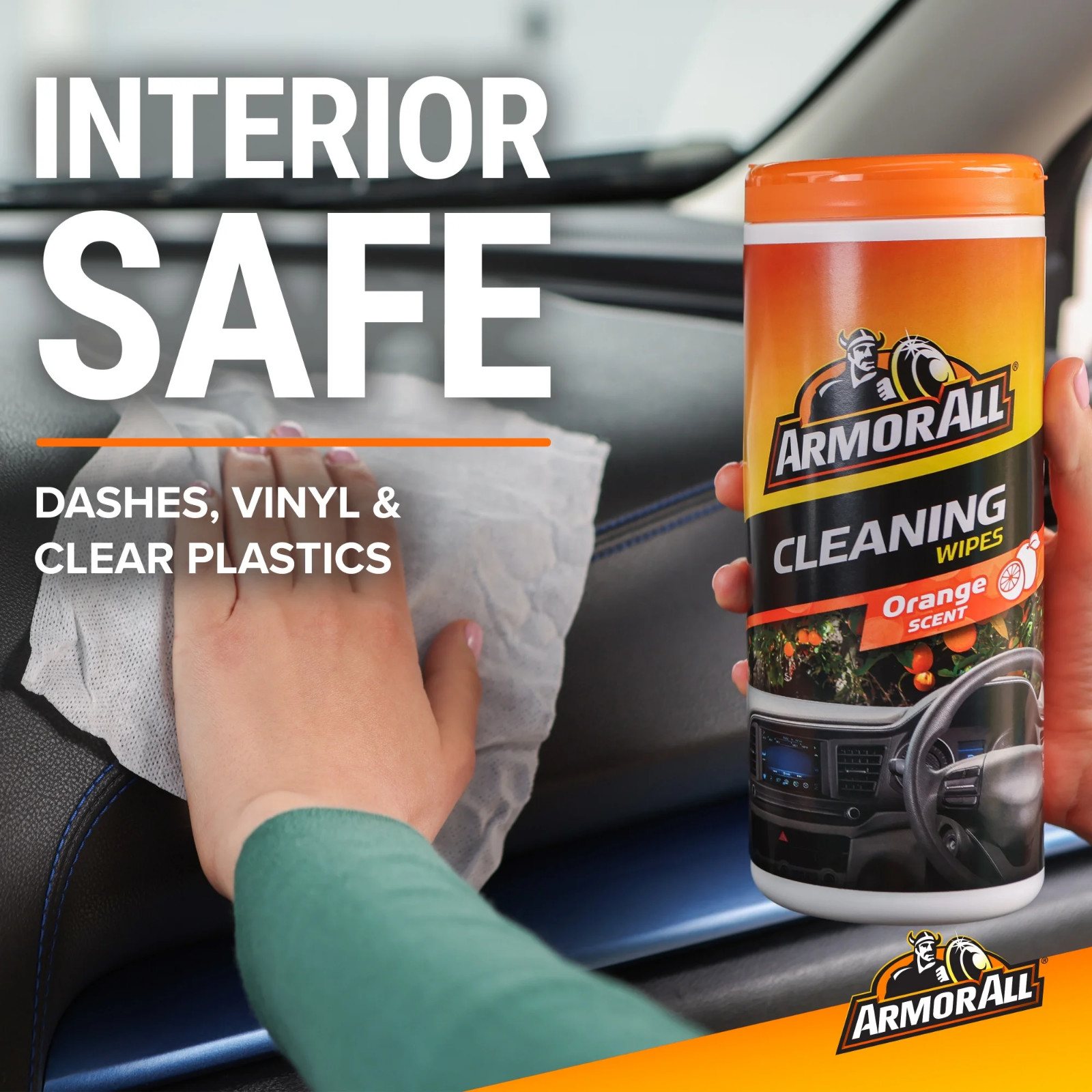 Interior Car Cleaning Wipes in Orange Scent, 60 Count