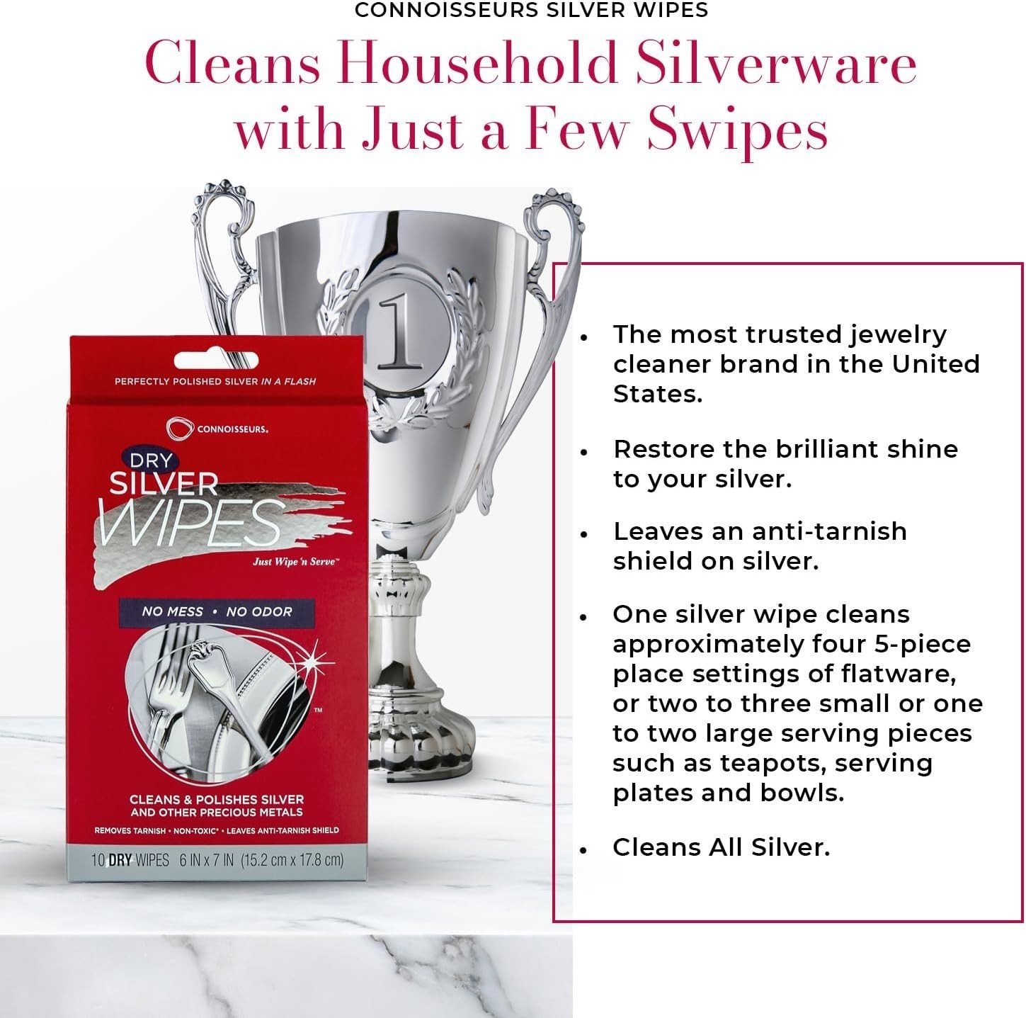 10-Pack Silver Cleaner Wipes for Jewelry & Tableware – Tarnish Removal Made Easy