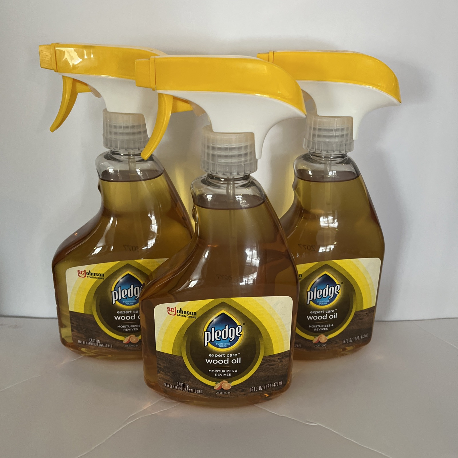 (3-Pack) PLEDGE Natural Wood Furniture Cleaner Conditioner RESTORING ORANGE OIL