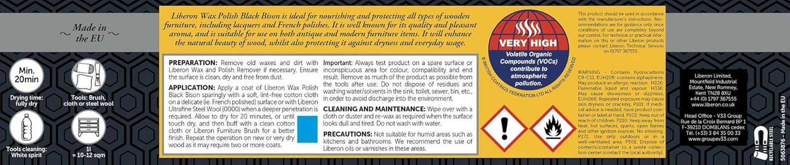 Liberon Black Bison Paste Wax, 150 Ml, Georgian Mahogany