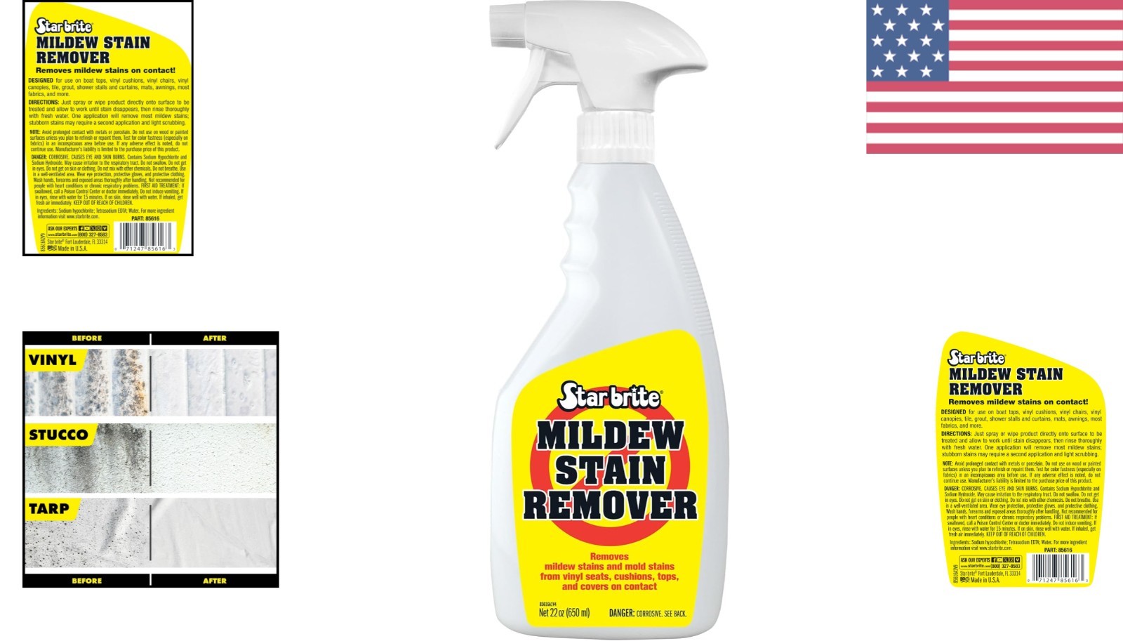 22 Oz Concentrated Mildew Stain Remover – Marine Tested for Outdoor Upholstery