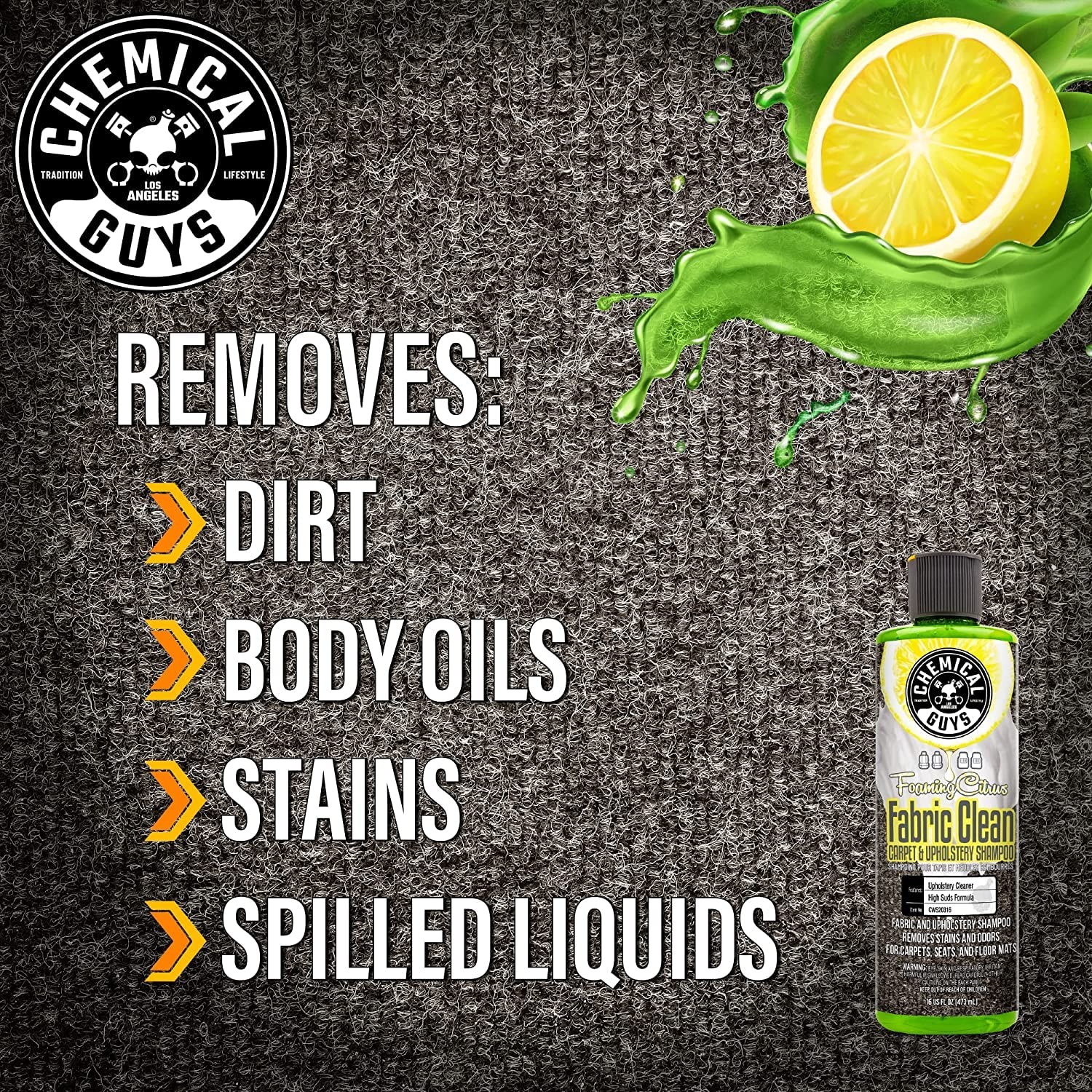 Foaming Citrus Fabric Clean Drill Brush Kit Car Carpet Upholstery Stain Remover