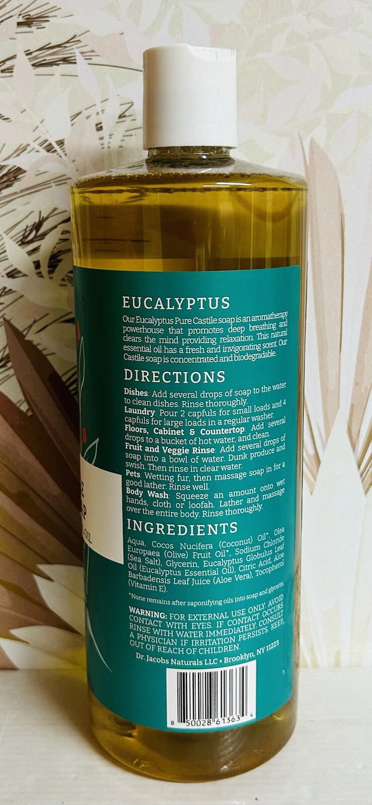 Dr. Jacobs ~ Eucalyptus Pure Castile All-in-1 Soap ~ Plant-Based 32 oz