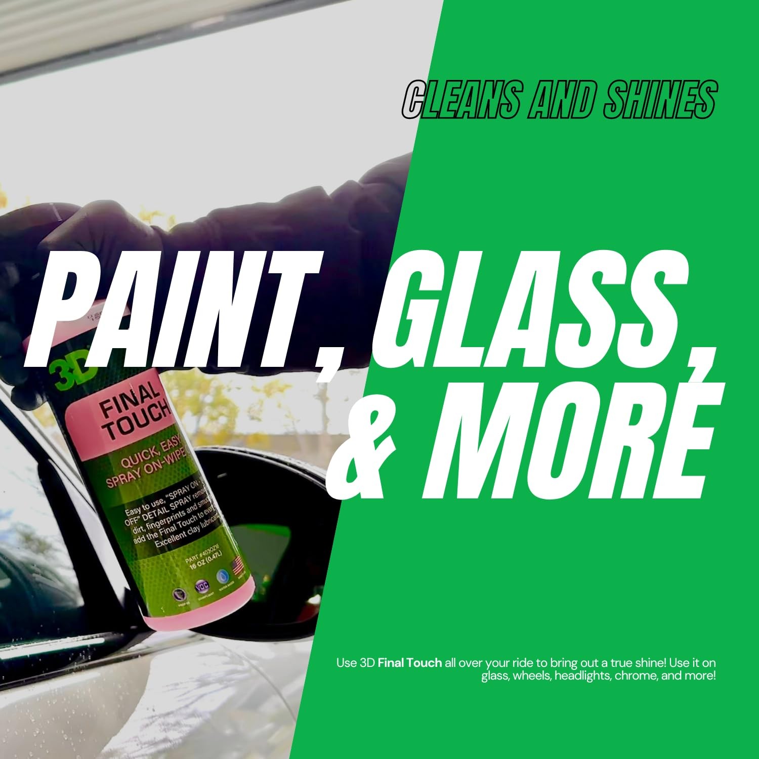 3D Final Touch Car Detail Spray 16 Fl Oz Waterless Shine with Cherry Scent