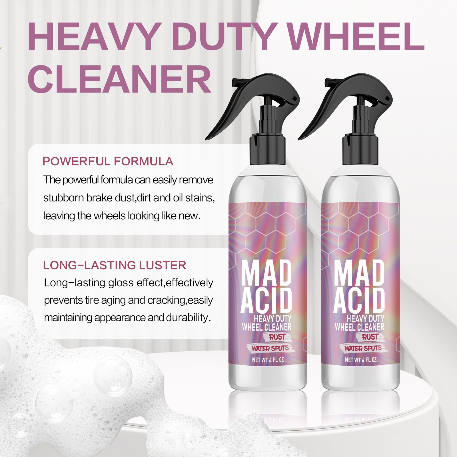 1-3X Mad Acid-Heavy-Duty Wheel Cleaner Water Spot Remover for Cars Glass Cleaner