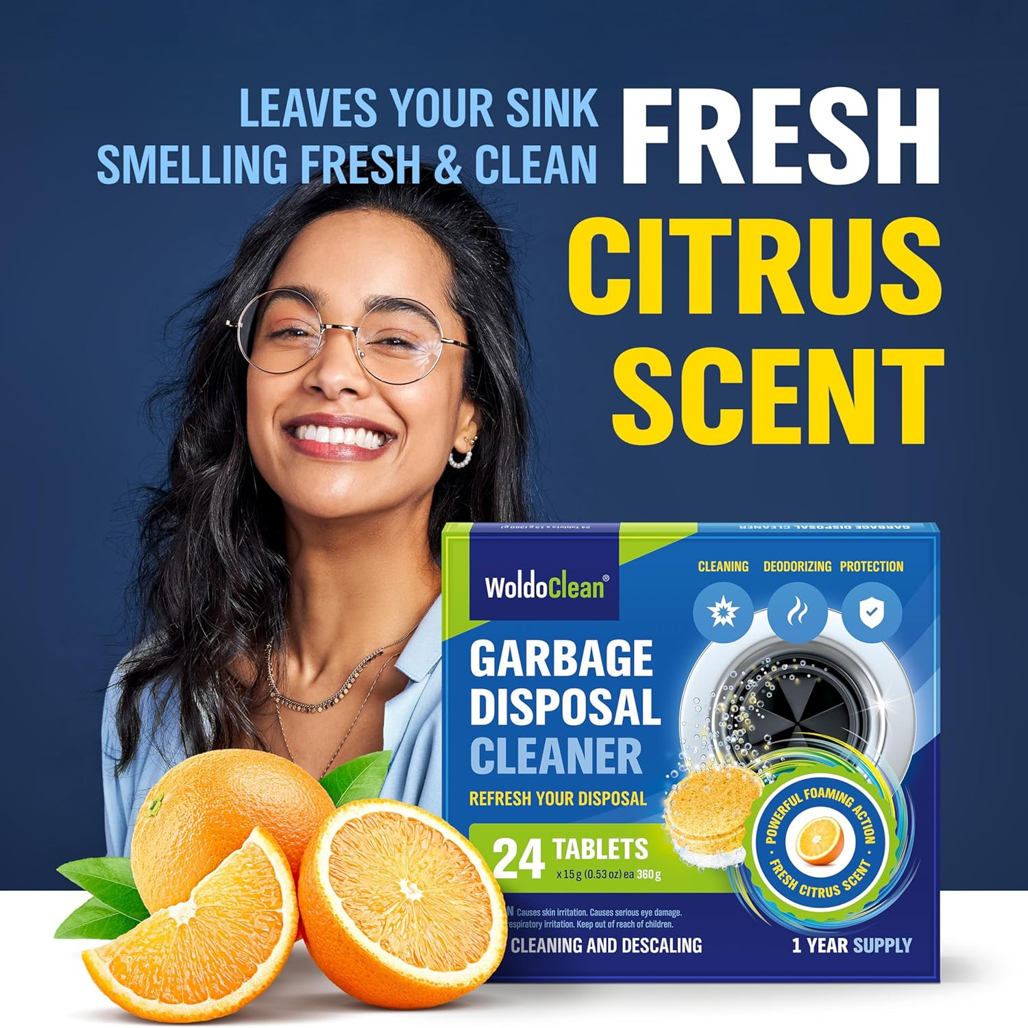 24 Pack Garbage Disposal Cleaner Tablets Foaming Citrus Drain Deodorizer