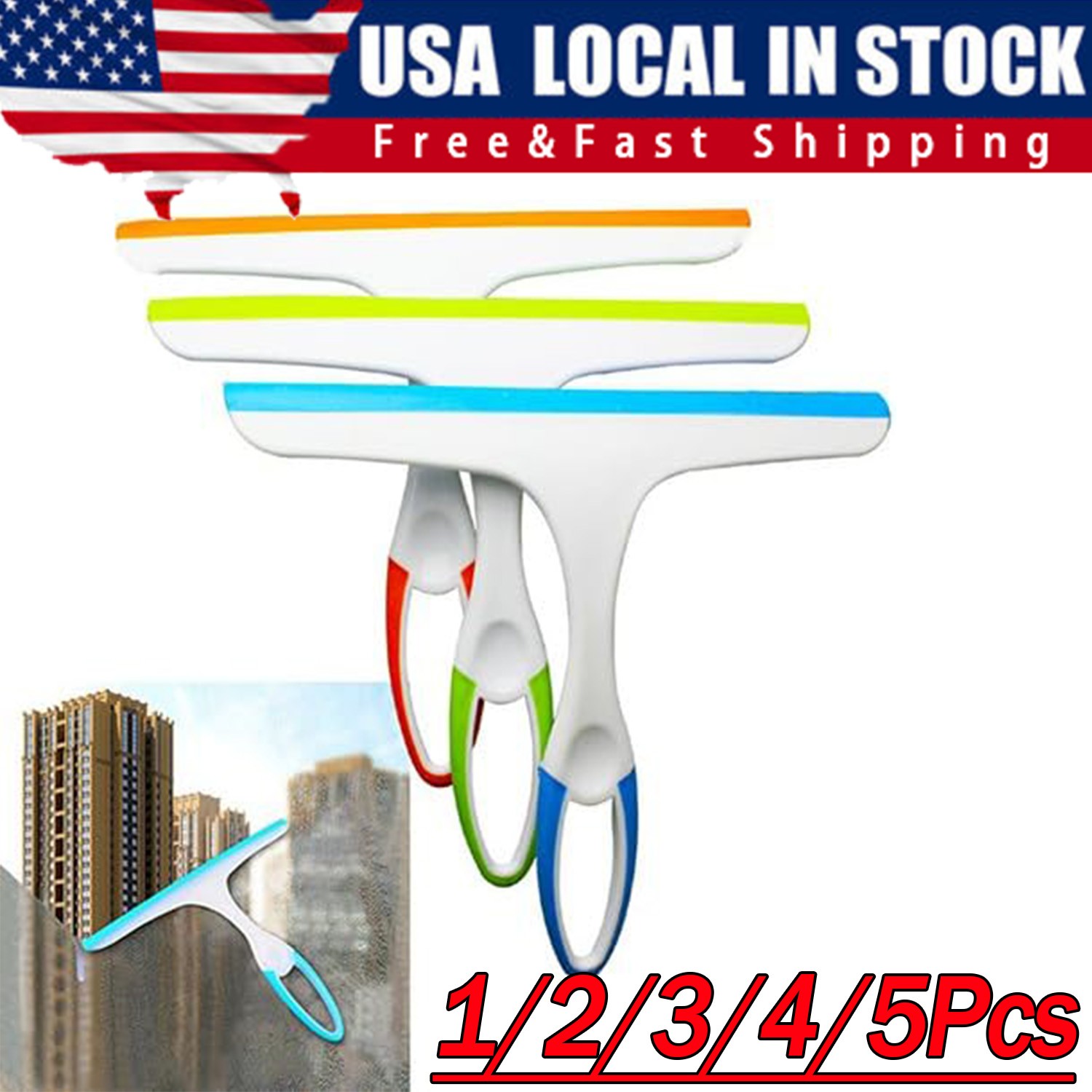 Window Mirror Car Windshield Squeegee Shower Glass Wiper Kitchen House Clean Set