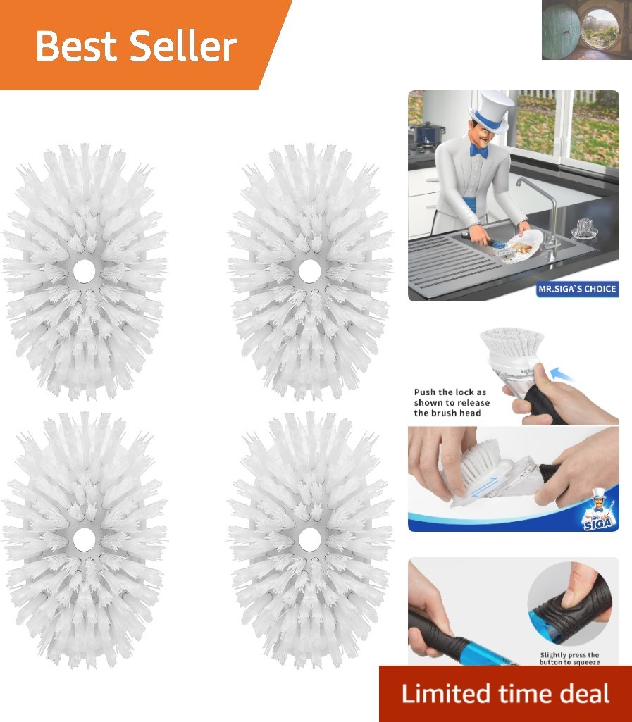 4 Soap Dispensing Dish Brush Refills – Essential Kitchen Cleaning Tools