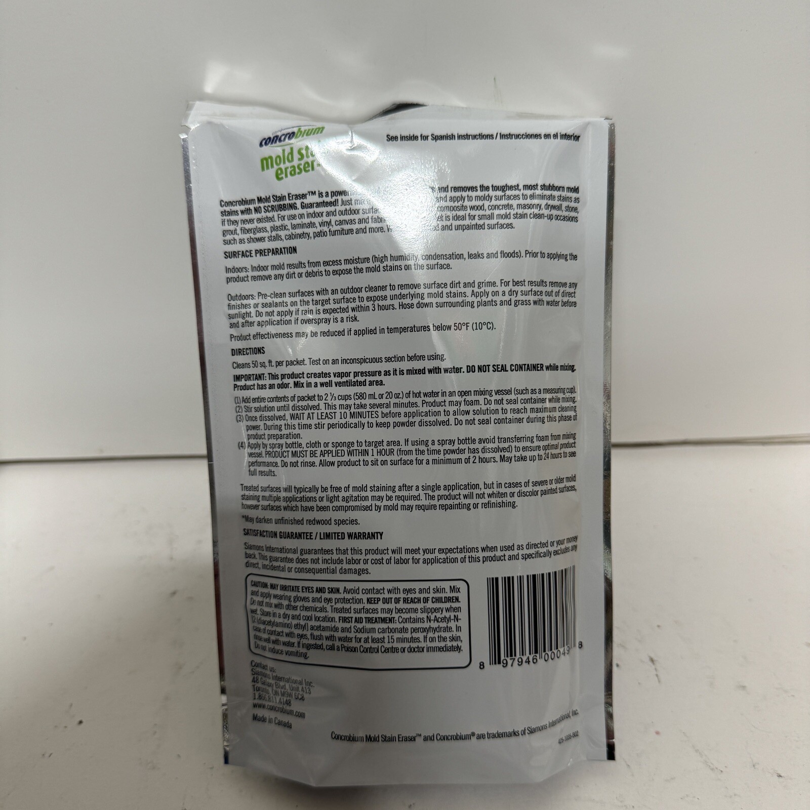 Concrobium Mold Stain Eraser. 3.5 ounce Packet Treats 50 Square Feet 3.5 OZ HTF