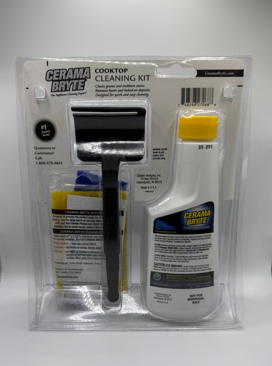 Cerama Bryte Glass Cooktop and Stove Top Cleaner Combo Kit