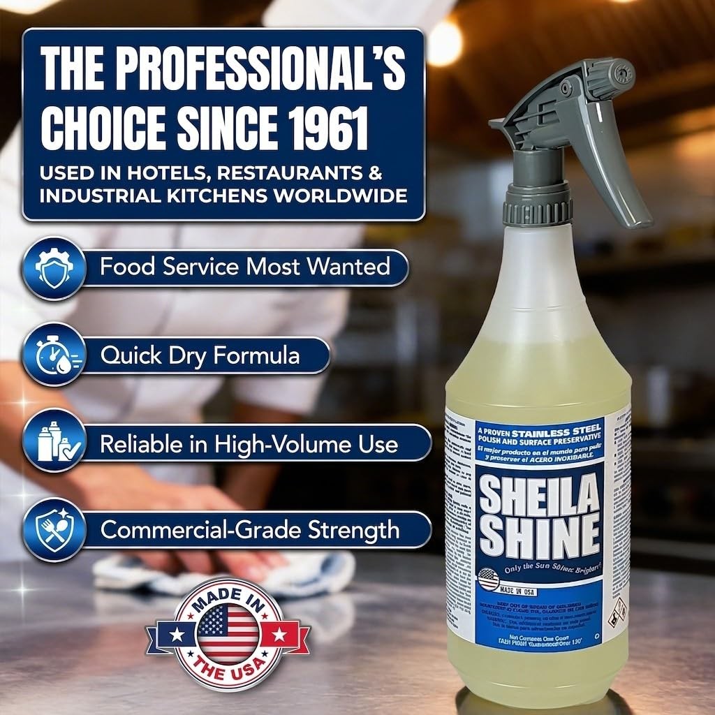 Sheila Shine 1 Quart Stainless Steel Cleaner and Polish w/Microfiber Cloth – …