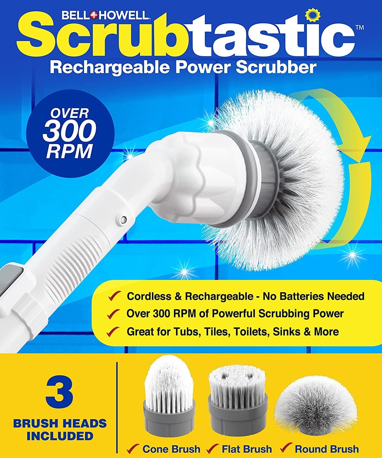 Homitt Spin Scrubber Cordless Electric Cleaning Brush Floor Shower-FREE SHIPPING