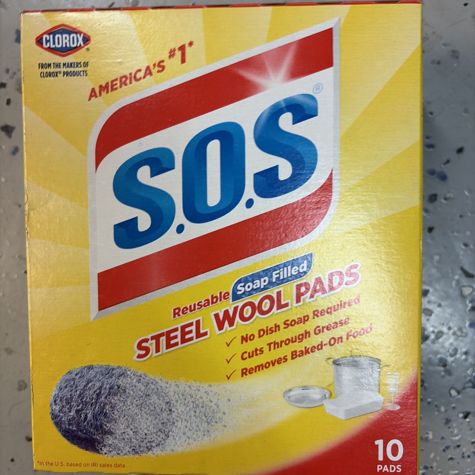 Pack of 2 SOS Pads Steel Wool Soap Pads Removes Tough Mess Eliminate Soap Scum
