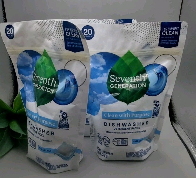 3~Seventh Generation Clean With Purpose Dishwasher 20 Packs New & Sealed