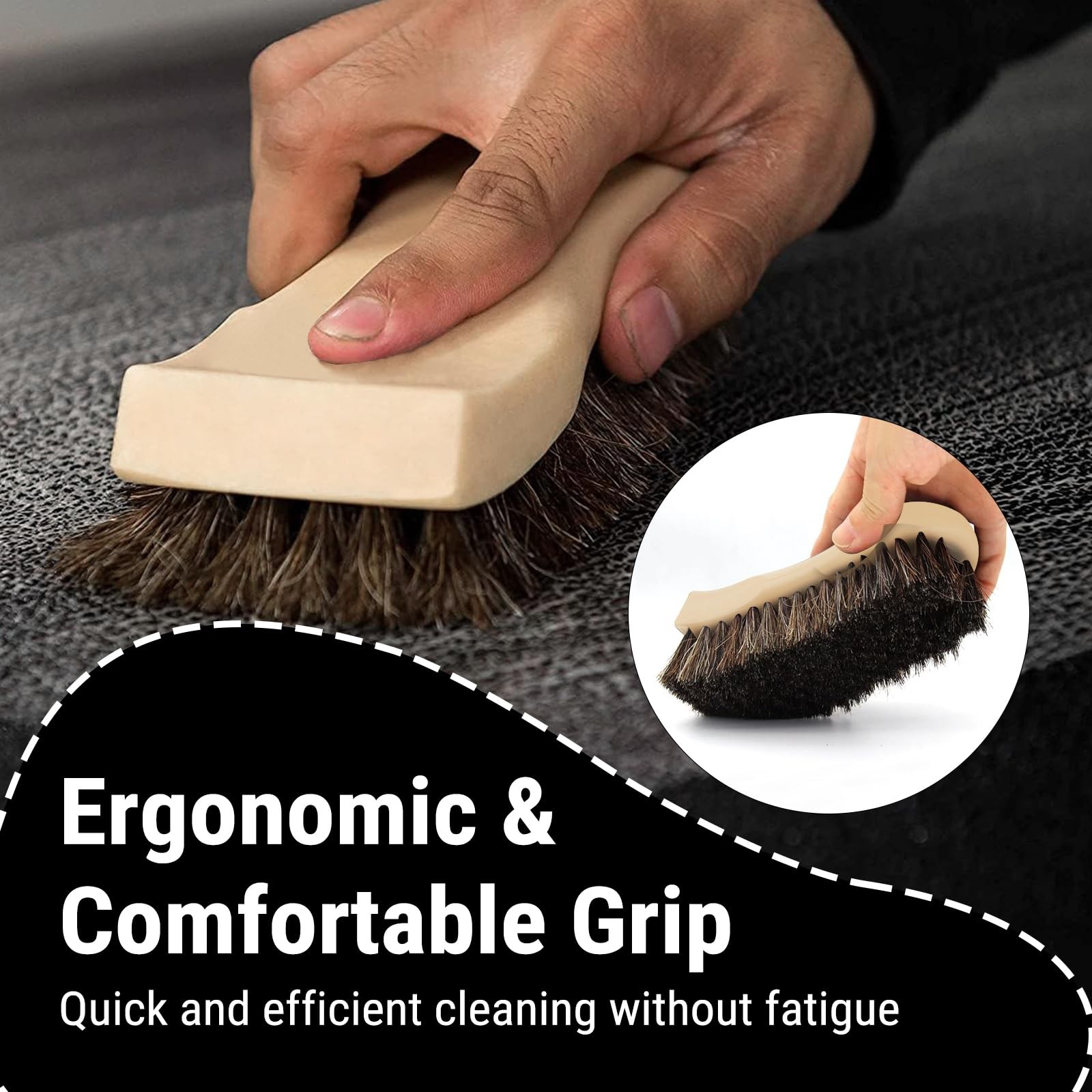 “Long Bristle Horse Hair Brush for Leather, Car Interior, Upholstery & Shoes”