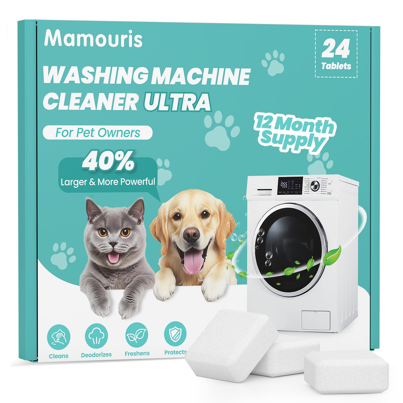 Mamouris Washing Machine Cleaner Tablets: 40% Stronger Cleaning Power, Deep Clea